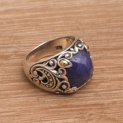 Primary image for Sapphire and Sterling Silver Cocktail Ring with Gold Accents Palatial Wonders
