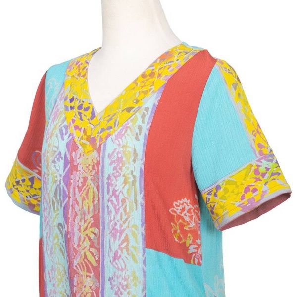 Alternate image for Tie-Front Short-Sleeved Rayon Blouse Bali Rainbow