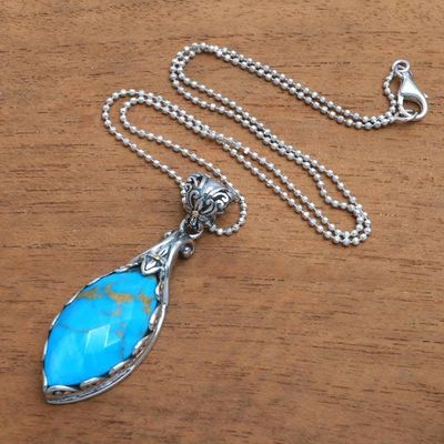 Primary image for Gold Accented 17-Carat Turquoise Pendant Necklace from Bali Vine Wreath