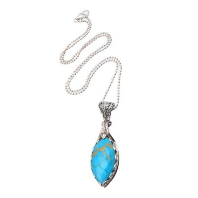 Alternate image for Gold Accented 17-Carat Turquoise Pendant Necklace from Bali Vine Wreath