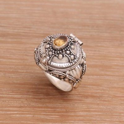Alternate image for Cross Motif Citrine Locket Ring from Bali Crusade Secret