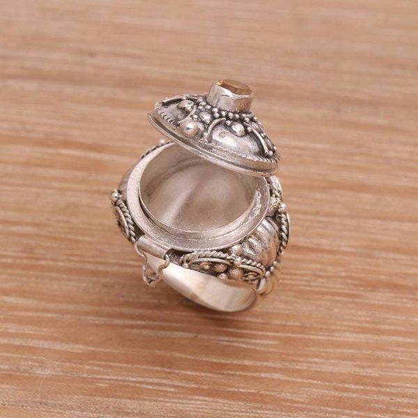 Alternate image for Cross Motif Citrine Locket Ring from Bali Crusade Secret