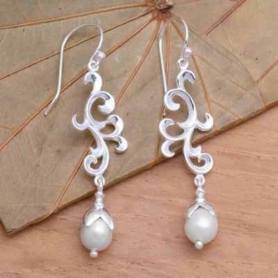 Alternate image for Sterling Silver and Cultured Pearl Dangle Earrings Celuk Serenity