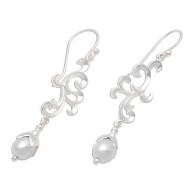 Alternate image for Sterling Silver and Cultured Pearl Dangle Earrings Celuk Serenity
