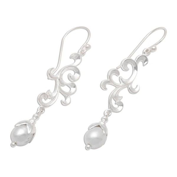 Alternate image for Sterling Silver and Cultured Pearl Dangle Earrings Celuk Serenity