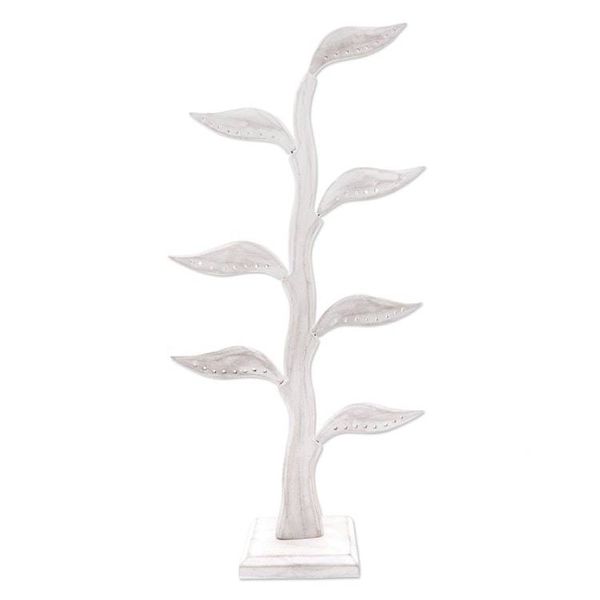 Alternate image for Jempinis Wood Leaf-Themed Jewelry Holder 21 Inch Daun Salam in White
