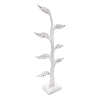 Alternate image for Jempinis Wood Leaf-Themed Jewelry Holder 21 Inch Daun Salam in White