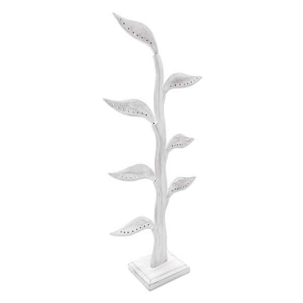 Alternate image for Jempinis Wood Leaf-Themed Jewelry Holder 21 Inch Daun Salam in White