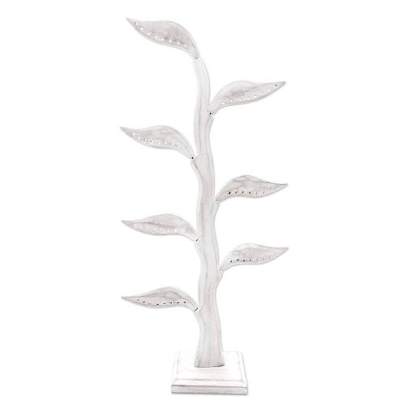 Alternate image for Jempinis Wood Leaf-Themed Jewelry Holder 21 Inch Daun Salam in White