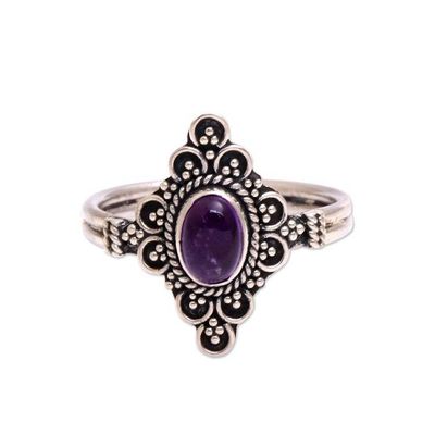 Alternate image for Handcrafted Amethyst Cocktail Ring from Bali Daydream Temple