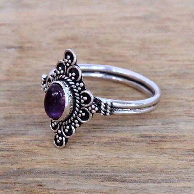 Alternate image for Handcrafted Amethyst Cocktail Ring from Bali Daydream Temple