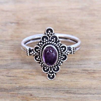 Alternate image for Handcrafted Amethyst Cocktail Ring from Bali Daydream Temple