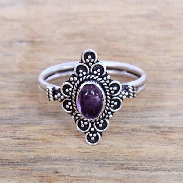 Alternate image for Handcrafted Amethyst Cocktail Ring from Bali Daydream Temple