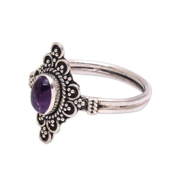 Alternate image for Handcrafted Amethyst Cocktail Ring from Bali Daydream Temple