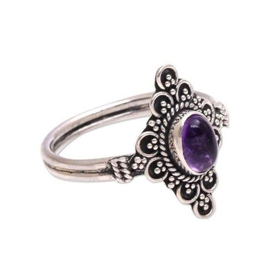 Alternate image for Handcrafted Amethyst Cocktail Ring from Bali Daydream Temple