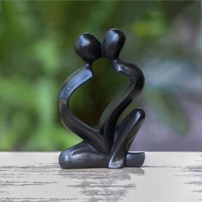 Primary image for Hand-Carved Black Timeless Love Suar Wood Couple Sculpture Timeless Love