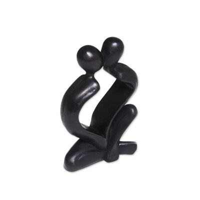 Alternate image for Hand-Carved Black Timeless Love Suar Wood Couple Sculpture Timeless Love