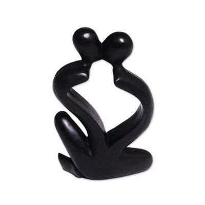 Alternate image for Hand-Carved Black Timeless Love Suar Wood Couple Sculpture Timeless Love