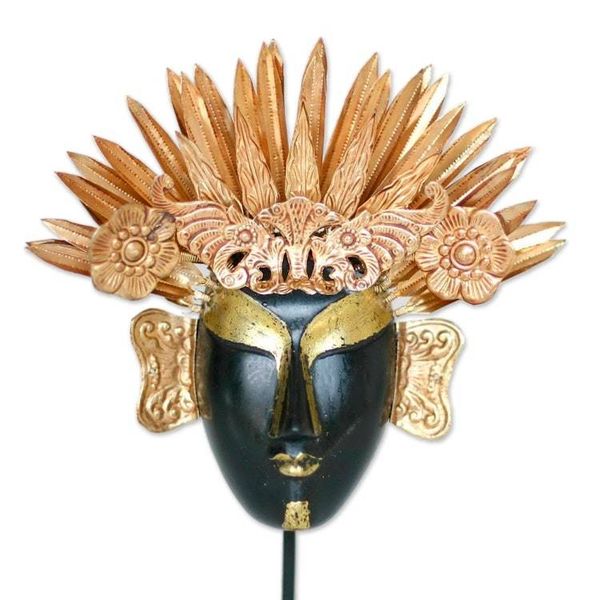Alternate image for Wood and copper mask Golden Queen