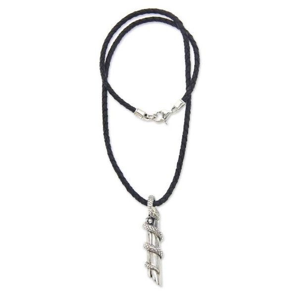 Alternate image for Handcrafted Balinese Mens Silver Necklace with Snake Theme Bamboo Python