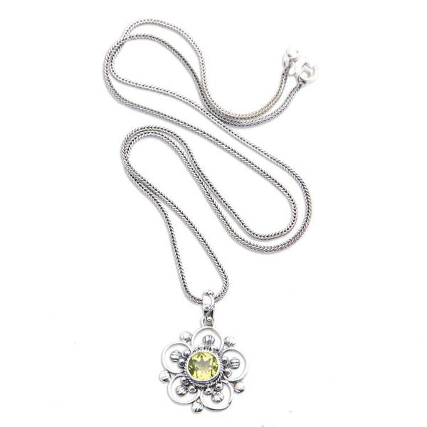 Alternate image for Spring-Themed Floral Natural Peridot Pendant Necklace Wondrous Spring