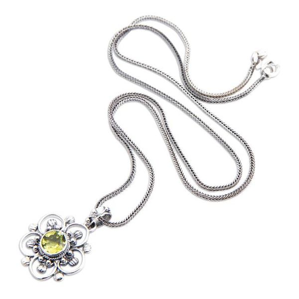 Alternate image for Spring-Themed Floral Natural Peridot Pendant Necklace Wondrous Spring