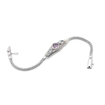 Alternate image for 18k Gold-Accented Bracelet with Amethyst and Blue Topaz Gems Purple Braids