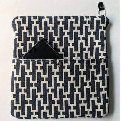 Alternate image for Foldover Clutch with Outer Pocket in Blue and White - The Kanga2