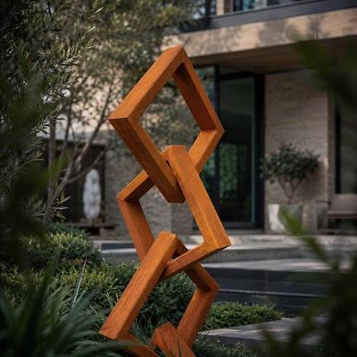 Alternate image for Large Modern Metal Garden Sculpture | Rusted Steel Outdoor Sculpture | Abstract Yard Art | Contemporary Landscape Decor