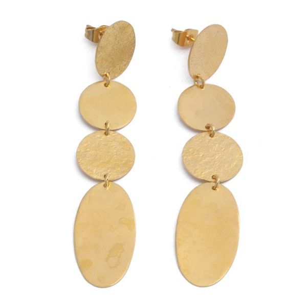 Alternate image for Gold-Plated Dangle Earrings in Matte and Textured Finishes Dame of Drops