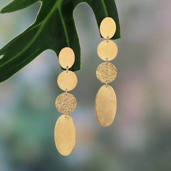 Alternate image for Gold-Plated Dangle Earrings in Matte and Textured Finishes Dame of Drops