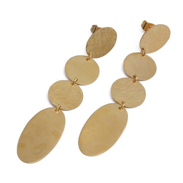 Alternate image for Gold-Plated Dangle Earrings in Matte and Textured Finishes Dame of Drops