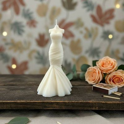 Primary image for Wedding Dress Candle | Hand-Poured Soy Wax Bridal Sculpture