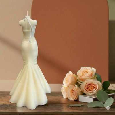 Alternate image for Wedding Dress Candle | Hand-Poured Soy Wax Bridal Sculpture