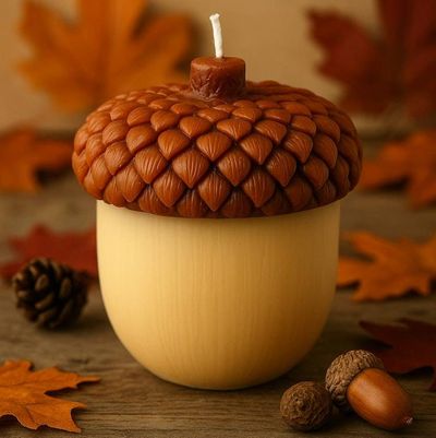 Alternate image for Handcrafted Acorn Shaped Candle - Autumn Decorative Home Accent