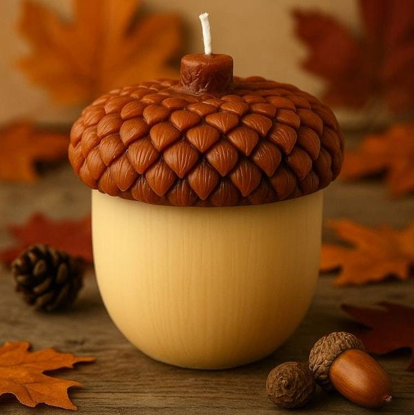 Alternate image for Handcrafted Acorn Shaped Candle - Autumn Decorative Home Accent