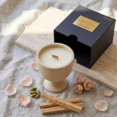Alternate image for Handmade Container Pure Soy Wax Candle with Natural Fragrance - Jesmonite Artisanal Blends