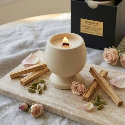 Alternate image for Handmade Container Pure Soy Wax Candle with Natural Fragrance - Jesmonite Artisanal Blends