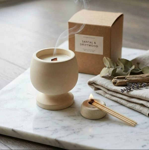 Alternate image for Handmade Container Pure Soy Wax Candle with Natural Fragrance - Jesmonite Artisanal Blends