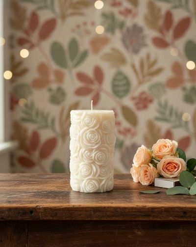 Alternate image for Handcrafted Botanical Rose Candle