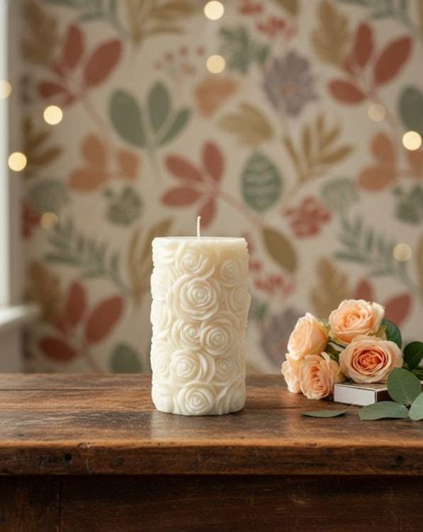 Alternate image for Handcrafted Botanical Rose Candle