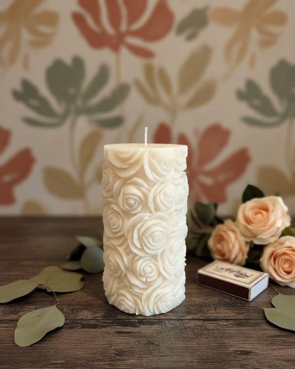 Alternate image for Handcrafted Botanical Rose Candle