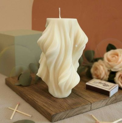 Primary image for Sculptural Twisted Wax Pillar Candle - Ivory White