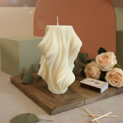 Alternate image for Sculptural Twisted Wax Pillar Candle - Ivory White