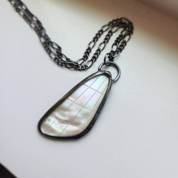 Alternate image for Mother of Pearl Necklace, Handmade Shell Pendant, Iridescent Ocean Jewelry Gift for Her