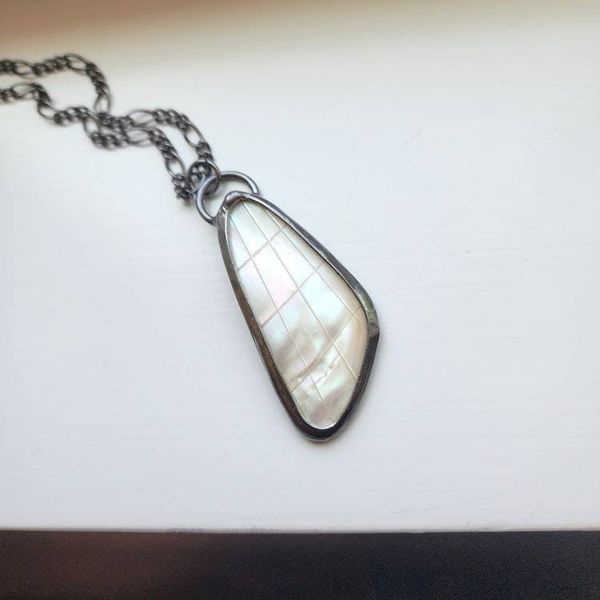 Alternate image for Mother of Pearl Necklace, Handmade Shell Pendant, Iridescent Ocean Jewelry Gift for Her