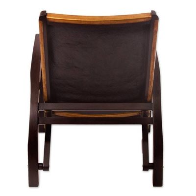 Alternate image for Hand-Tooled Leather and Mohena Wood Chair from Peru Colonial Royalty