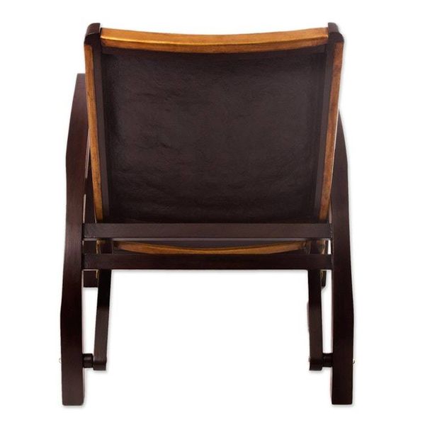 Alternate image for Hand-Tooled Leather and Mohena Wood Chair from Peru Colonial Royalty