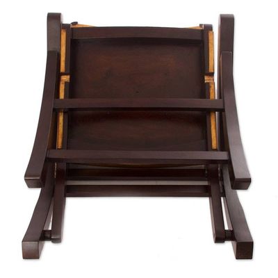 Alternate image for Hand-Tooled Leather and Mohena Wood Chair from Peru Colonial Royalty