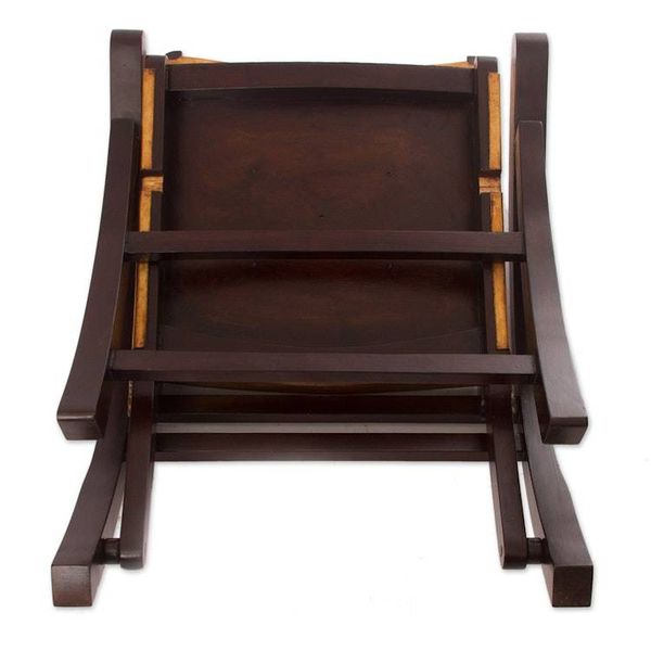 Alternate image for Hand-Tooled Leather and Mohena Wood Chair from Peru Colonial Royalty